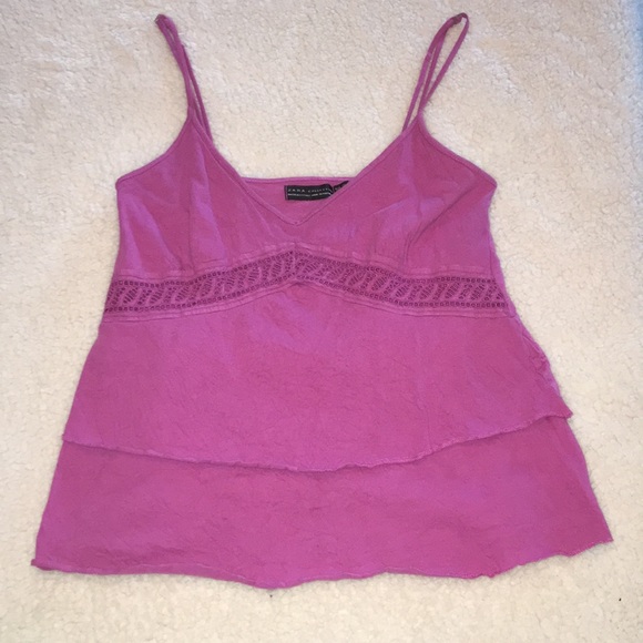 Zara Collection tiered fuchsia tank top M - Picture 8 of 8